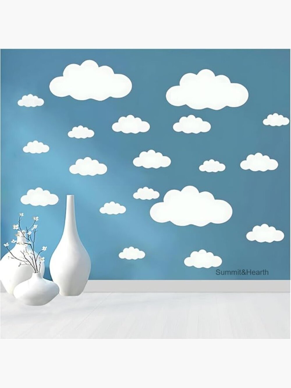 Large White Cloud Wall Decals, 31-Piece Vinyl Stickers for Nursery Decor